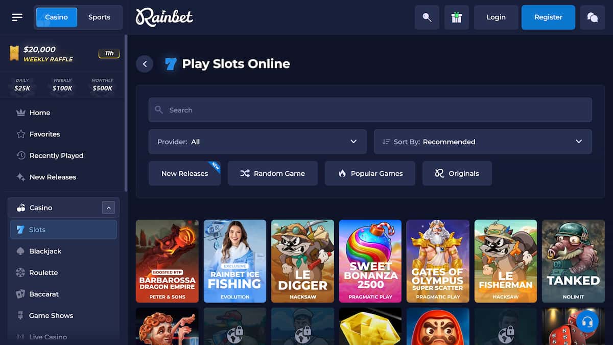 Rainbet Casino Games Lobby
