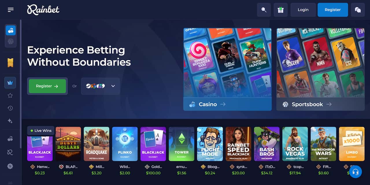 Rainbet Casino Lobby 2026